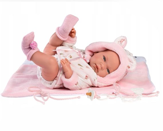 Испанская Виниловая Кукла Ллоренс Новорождённый Пупс Девочка Люсия 40 см с Соской и Пледом LLorens
