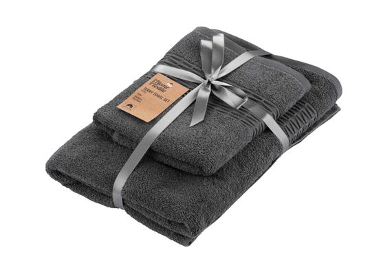 Набір рушників махрових Ardesto Lotus, 50х90см, 70х140см, 2шт, 100% бавовна, темно-сірий (ART2357MC)