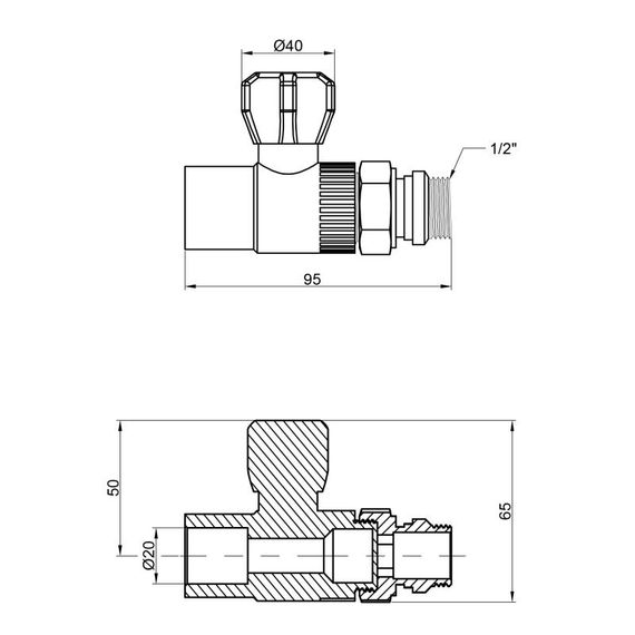 Кран кульовий радіаторний PPR Thermo Alliance 20х1/2" прямий DSW428 | Зображення 1