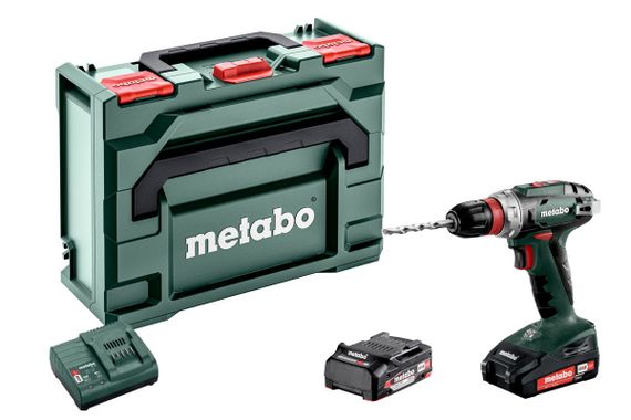 Шуруповерт-дриль Metabo BS 18 QUICK, акумуляторний, Li-Power, 2*18 В, 2 Ач, 0-450/0-1600 об/хв, патрон 1-10мм, 24/48 Нм, metaBOX 145 1.4кг (602217500) | Зображення 1