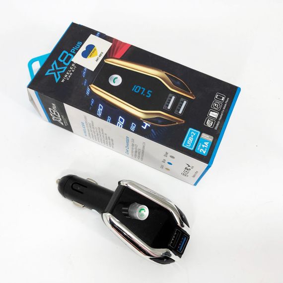 Автомобильный Fm модулятор Bluetooth FM X8 plus, Фм модулятор с флешкой от прикуривателя | Зображення 2