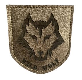 Шевроны  Щиток "WILD WOLF Face сірий металлік" с вышивкой  кожаный