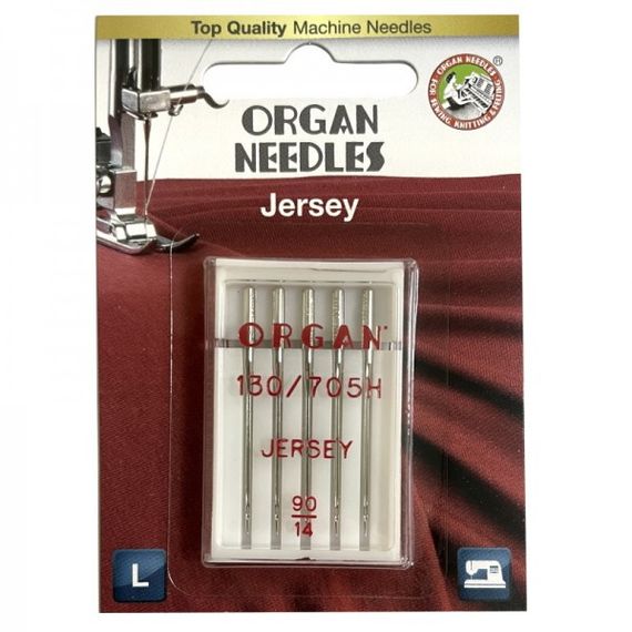 Иглы швейные для вязаных и трикотажных тканей ORGAN Jersey №90 для бытовых швейных машин упаковка 5 штук