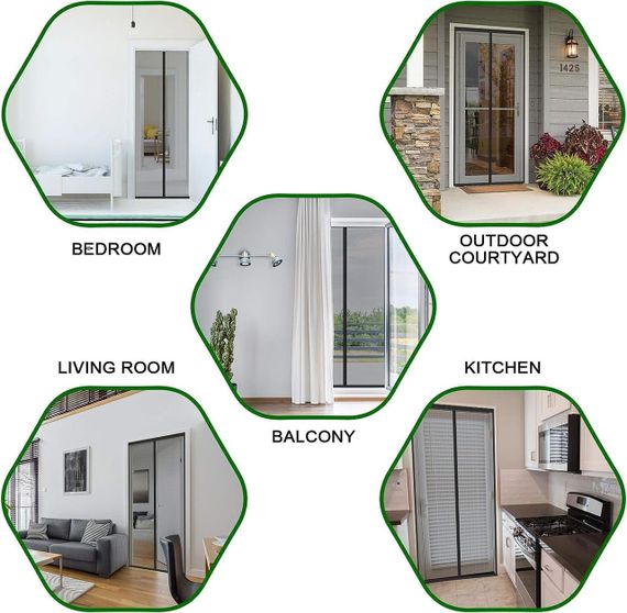 Сетка противомоскитная магнитная, черная москитная сетка на липучке для двери, балкона, патио 75×210 см Cinkee | Зображення 7