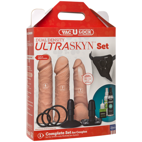 Набір для страпону Doc Johnson Vac-U-Lock Dual Density UltraSKYN Set, діаметр 3х4,5см | Зображення 4