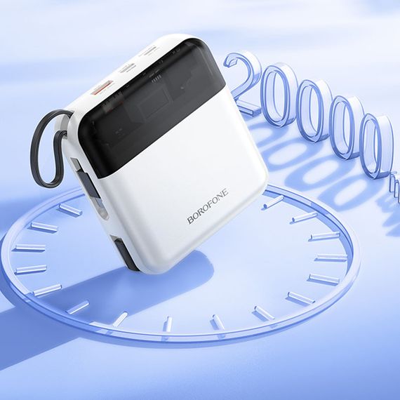 Портативний ЗП Power Bank BOROFONE BJ64A Distinct 22.5W+PD20W with cable 20000 mAh White | Зображення 3