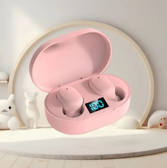 TWS Е6S Бездротові Bluetooth-навушники із шумозаглушенням і мікрофоном, IPX5 водонепроникні. Рожеві