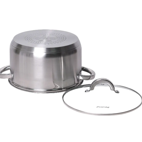 Каструля нержавіюча сталь 6,5л з кришкою порожнисті ручки 5624S KAMILLE | Зображення 1