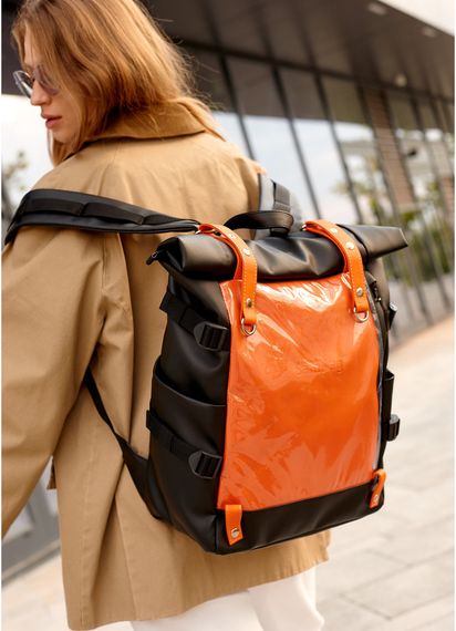 Жіночий рюкзак Sambag RollTop Hacking чорно-помаранчевий 41 x 30 x 16 см (24460129) | Зображення 4