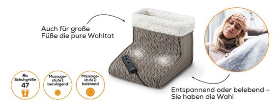 Електрогрілка Beurer  для ніг, 32х26х26см, 15Вт, 2 режими, плюш, біло-коричневий (FWM_45) | Зображення 5