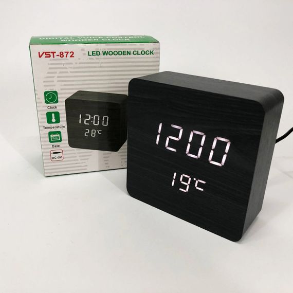 Электронные часы с термометром и функцией активация по звуку VST-872-6, Настольные часы с подсветкой | Зображення 1