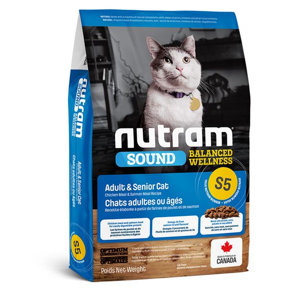 Корм Nutram S5 Sound Balanced Wellness Natural Adult & Senior Cat сухий для дорослих та літніх котів 20 кг