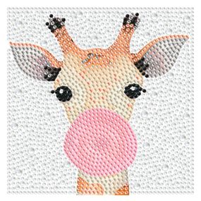 Алмазна мозаїка "Жираф бабл-гам" DM5001 з рамкою 15х15 см