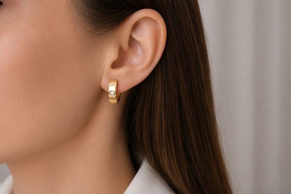 Серьги из желтого золота  с бриллиантами S-0407 | Зображення 4