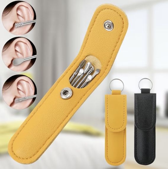 Набор для чистки ушей и удаления ушной серы из 6 инструментов. Желтый | Зображення 9