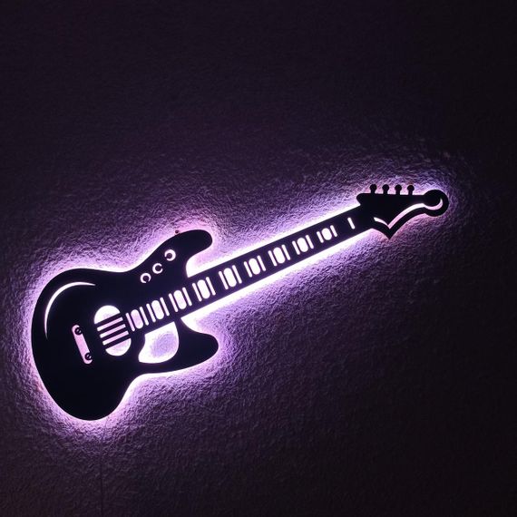 Панно декоративная картина на стену Гитара LED подсветка 742х250 acr-p000106 | Зображення 2