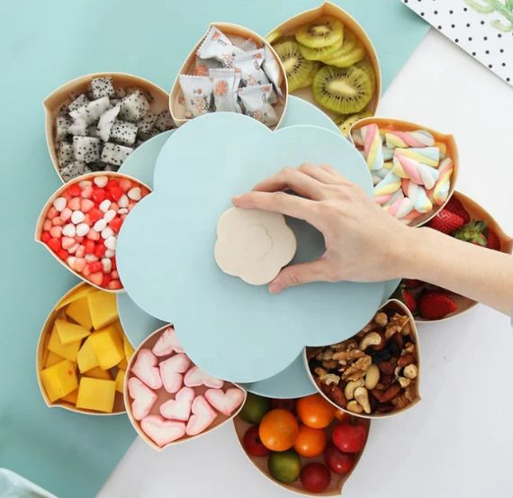 Складна двоярусна цукерка SUNROZ Flower Candy Box, що обертається, для цукерок і фруктів | Зображення 5