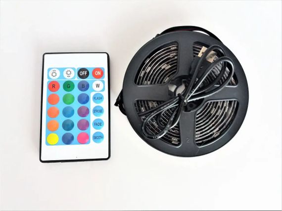 Лента светодиодная RGB 5050 5м с пультом для подсветки телевизора, монитора, мебели от USB | Зображення 3