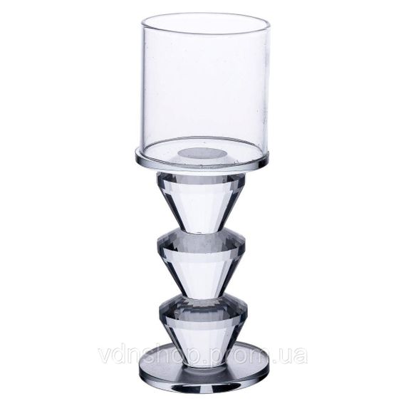 Підсвічник скляний 6×16.5 см на одну свічку підсвічник келих на ніжці декоративний прозорий HP-4-29L