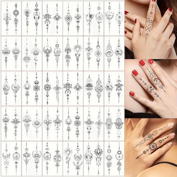 Набор детских временных тату "Черные мини №2" black-tattoo-mini-set-2-3, 30 штук по 9,5*5,5 см