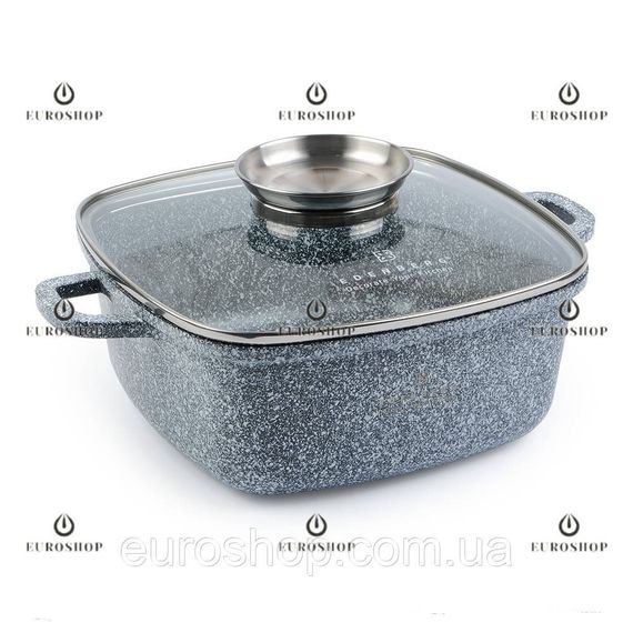 Казан каструля Edenberg EB-3971 2,8 л, 20 см, гранітне покриття, індукційне дно, кришка, казан квадратний | Зображення 1