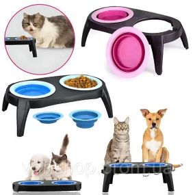 Миска Pet Bowl Set двойная на сложной подставке для собак и кошек