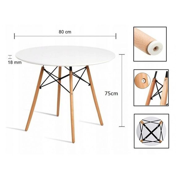 Стіл обідній круглий Bonro В-957-800 Білий | Зображення 4