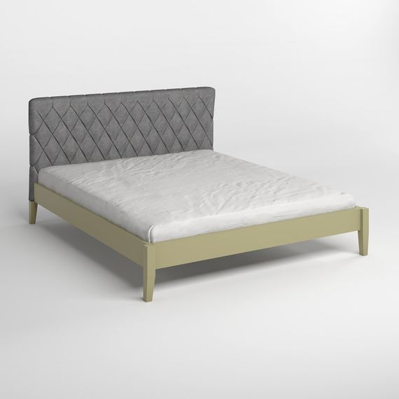 Двоспальне дерев'яне ліжко Mebigrand Венеція ДК Оливковий (RAL1020)/Аляска 93 (Сірий) 180х200 см (MBG-5599) | Зображення 1