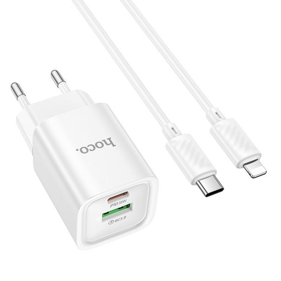 Набір СЗУ HOCO C149A+Type-C/Lighting кабель, 1xUSB+1xUSB-C, PD30W+QC3.0 | Зображення 1