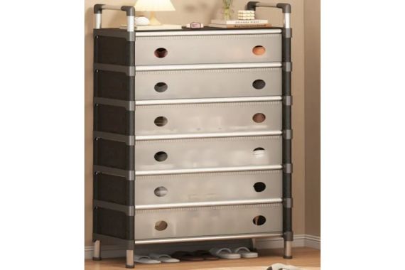 Полиця для взуття SKLM-34-LT6205 чорно-біла 6 полиць