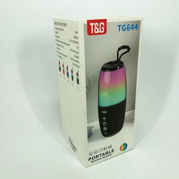 Портативна колонка TG644 5W з RGB підсвічуванням та ремінцем, музичні колонки для вулиці. Колір: синій | Зображення 2