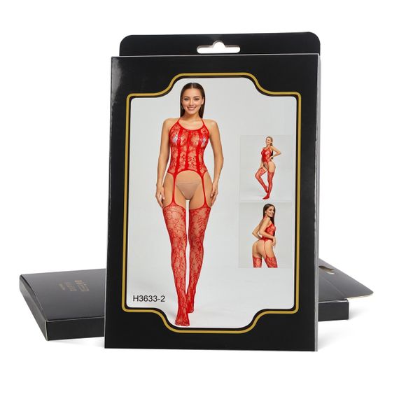 Комбінезон відкритий Star Night мереживний, червоний, XS-M Sex Aura | Зображення 4