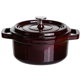 Кокотниця чавунна емальована 2 л, бургунді Yiwu HP-FLG-8 burgundy