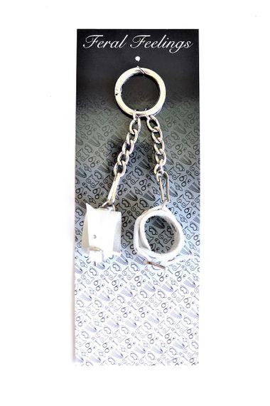 Брелок Наручники з пряжкою Білий | Зображення 1