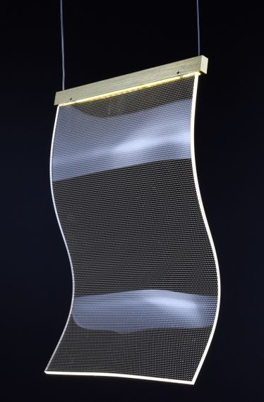 Люстра світлодіодна підвісна LED світильник для квартири на стелю лед 26907 Латунь 45-200х5х30 см. | Зображення 4