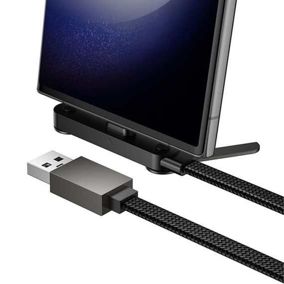 Дата кабель Hoco U150 Exquisite side plug and stand USB to Type-C 36W (1.2m) Black | Зображення 2