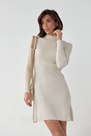 Базове плаття міні в рубчик колір бежевий розмір M FL_000808 | Зображення 2