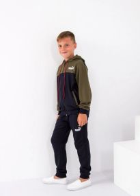 Костюм спортивний для хлопчика з надписом "Puma" Носи своє 122 Зелений (9229-1-O-5)
