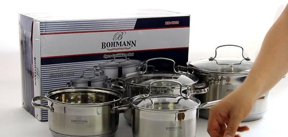 Набір кухонного посуду Bohmann BH-1908, 8 предметів нержавіюча сталь, для індукції | Зображення 2