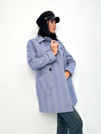 Женское короткое платье кашемировое принт елочка GF1218 цвет синий, размер 42/44 | Зображення 1