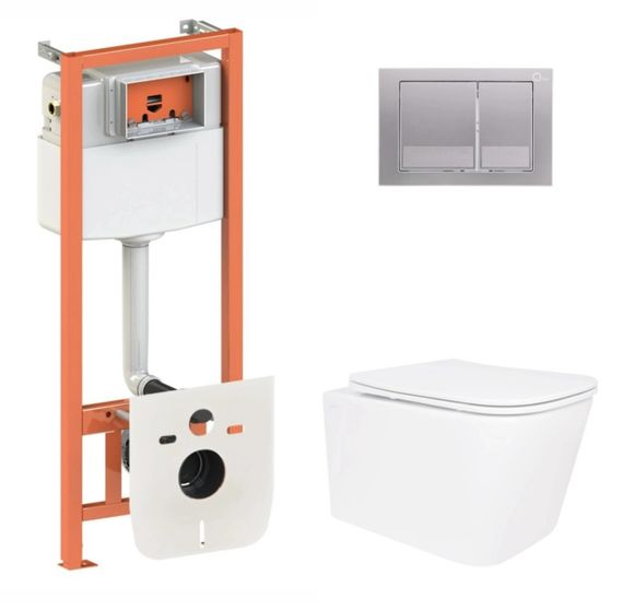 Набір Nest 4 в 1 Qtap підвісний унітаз Crow Ultra Quiet 520x360x290 + комплект інсталяції QT05335172W48205