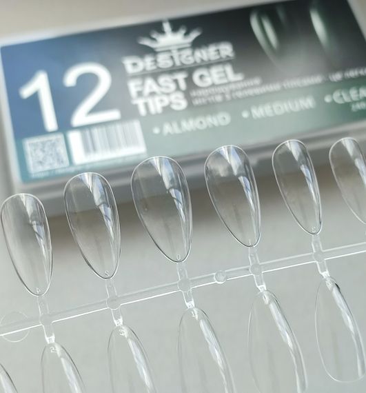 Гелевые типсы для наращивания №12 24шт (средний миндаль) | Зображення 1
