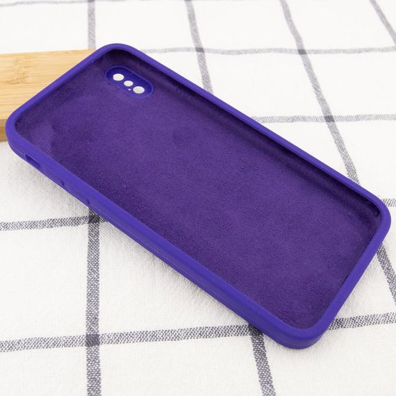 Silicone Case Square Full Camera Protective (AA) NOLOGO для Apple iPhone X / XS (5.8") Фіолетовий / Ultra Violet | Зображення 2