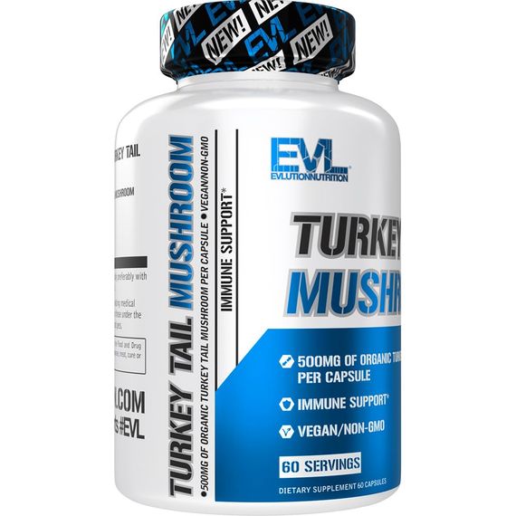 Трутовик різнокольоровий Evlution Nutrition Turkey Tail Mushroom, 500 mg, 60 Capsules | Зображення 1