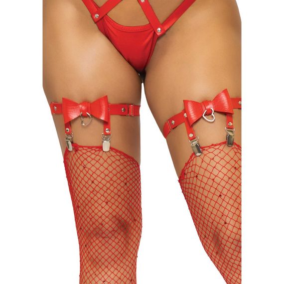 Підв'язки для панчох Street Chic Leg Avenue, з бантиком і підвіскою, червоні, One Size Sex Aura