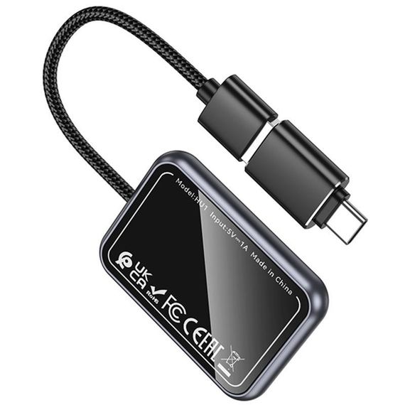 Адаптер Hoco HU1 Way car wireless CarPlay Metal grey | Зображення 5