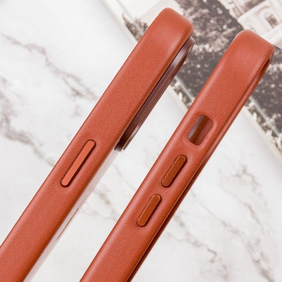 Шкіряний чохол Leather Case (AAA) with MagSafe and Animation для Apple iPhone 14 Pro (6.1") | Зображення 6