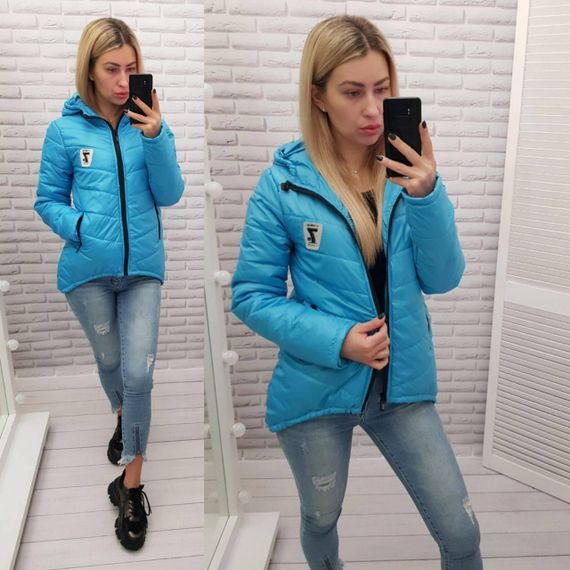 Жіноча демісезонна куртка з емблемою, арт.210/7, блакитний | Зображення 8