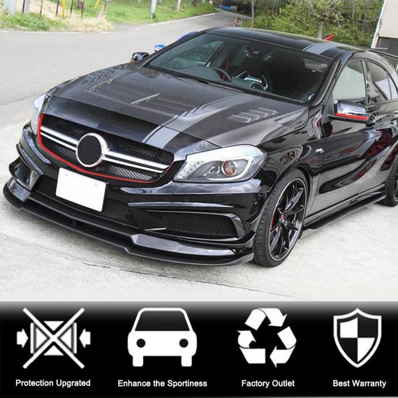 Передний спойлер Lip V2 (для AMG-Line / A45 AMG HB 2013-2015, Карбон) для Mercedes A-сlass W176 | Зображення 1