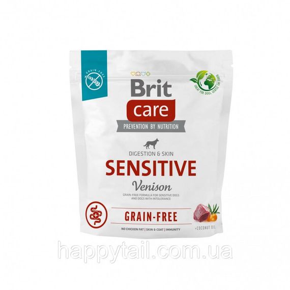 Беззерновой корм Brit Care Sensitive для собак с чувствительным пищеварением, оленина, 1 кг